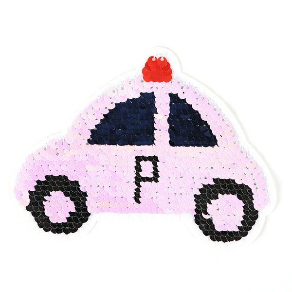 リバーシブルスパンコールワッペン パトカー｜手作り・ハンドメイド
