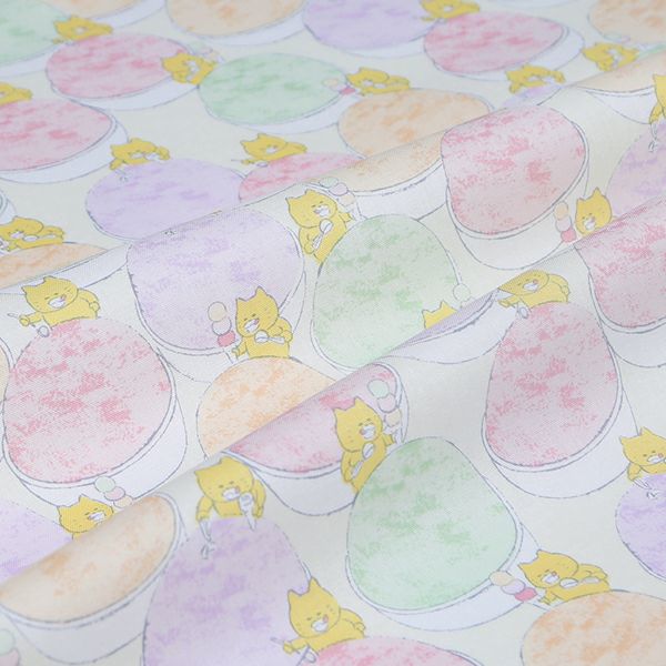 ノラネコぐんだん シーチング生地 ノラネコアイス バニラいろ｜手作り