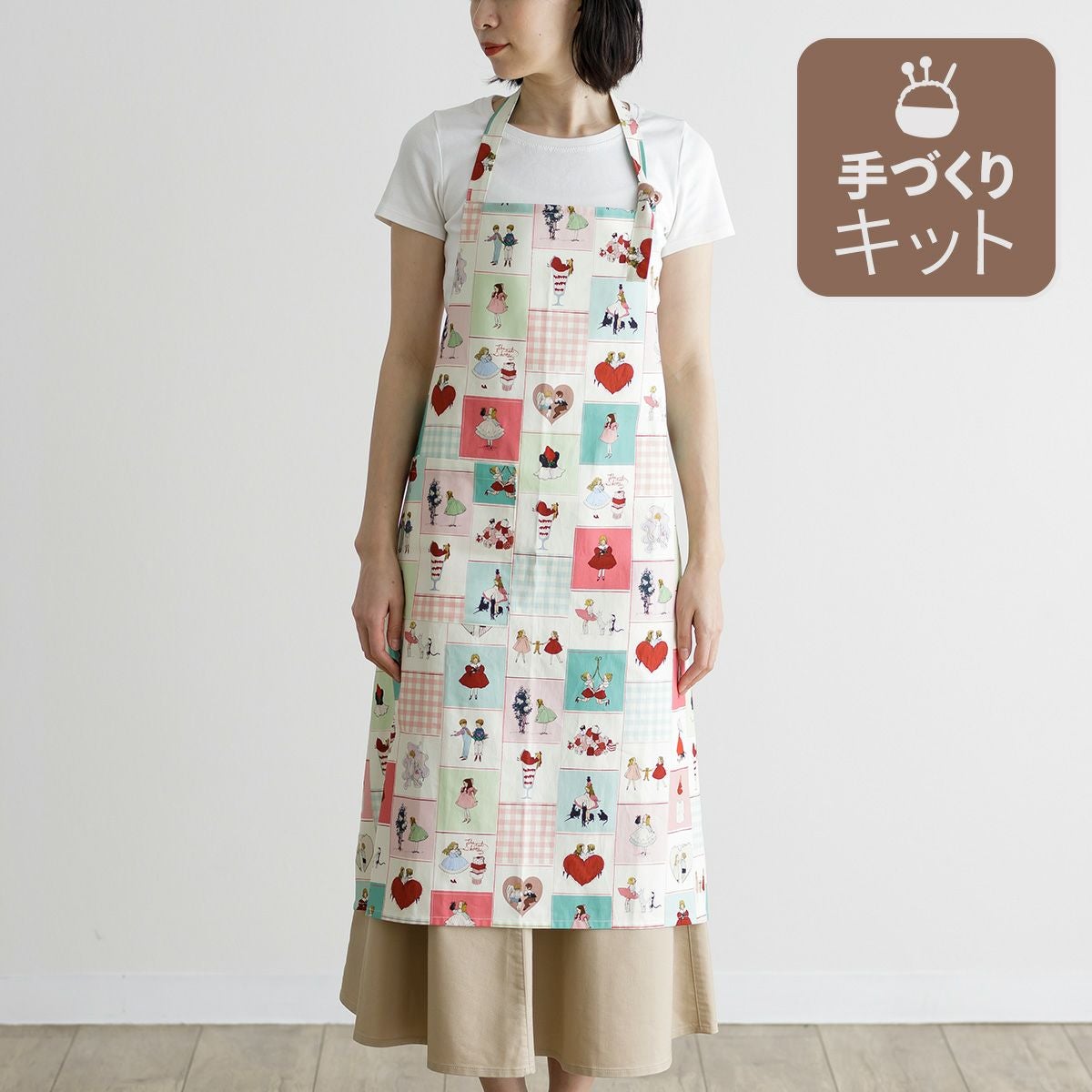 エプロン☆ハンドメイド Kurahashi Reiシンプルエプロンキットフリーサイズ 4カラーソーイング