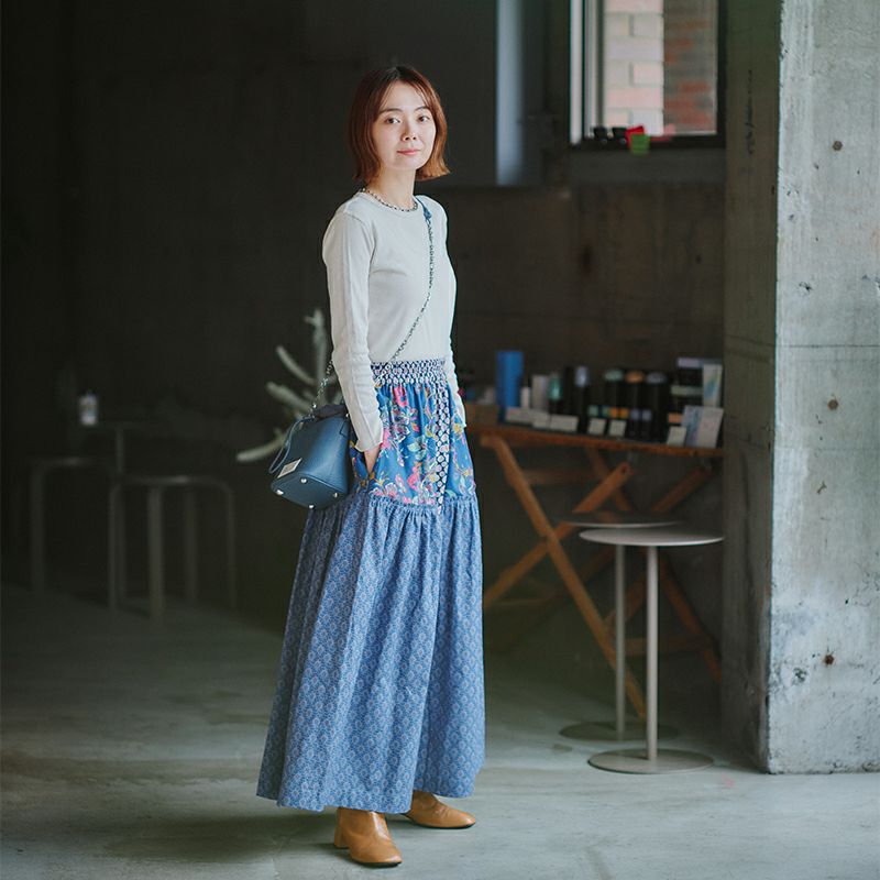 SOULEIADO ラインギャザースカートキット ネイビーブルー｜手作り