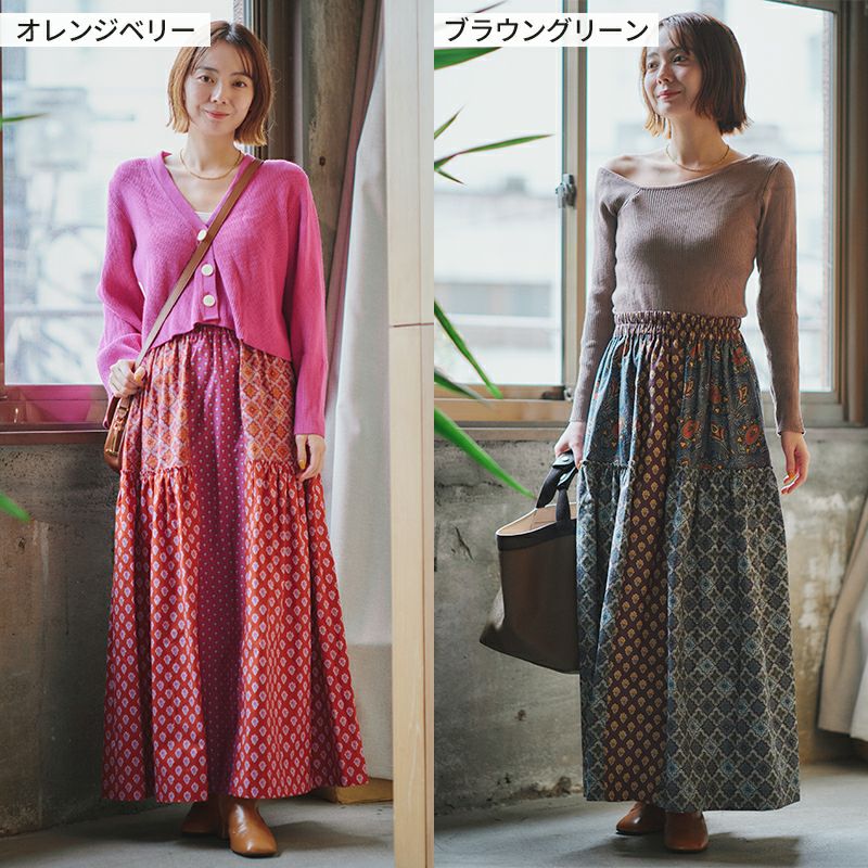 ハンドメイド　スカート付き SOULEIADO ラインギャザースカートキット ネイビーブルー｜手作り