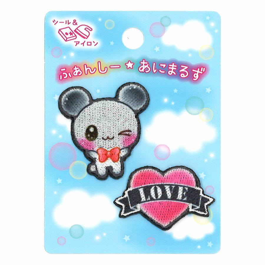 ワッペン ふぁんしーあにまるず パンダ&ハート｜手作り・ハンドメイド