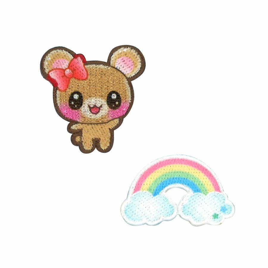 ワッペン ふぁんしーあにまるず くま&レインボー｜手作り